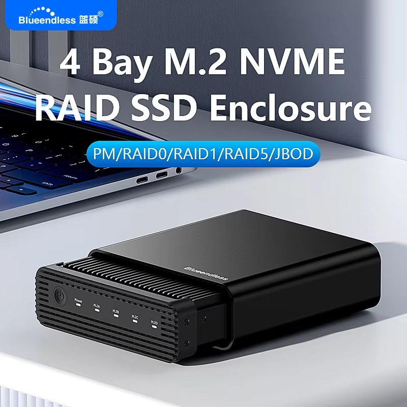 Aluminum M2 4-Bay USB4 Externa - Case Fan recension och pris