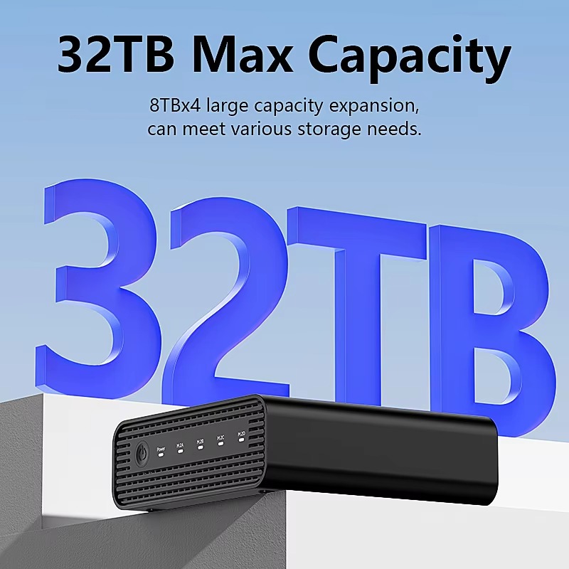 Aluminum M2 4-Bay USB4 Externa - Case Fan recension och pris